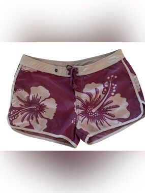 Hurley women’s swim board shorts boardshorts size 9 purple white tropical